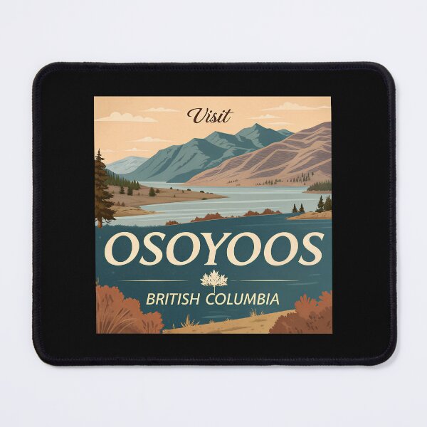 Item preview, Retro Osoyoos Travel Poster – Vintage Desert and Lake Landscape of British Columbia designed and sold by VividOrganica.