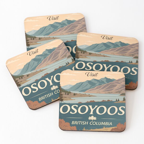 Item preview, Retro Osoyoos Travel Poster – Vintage Desert and Lake Landscape of British Columbia designed and sold by VividOrganica.