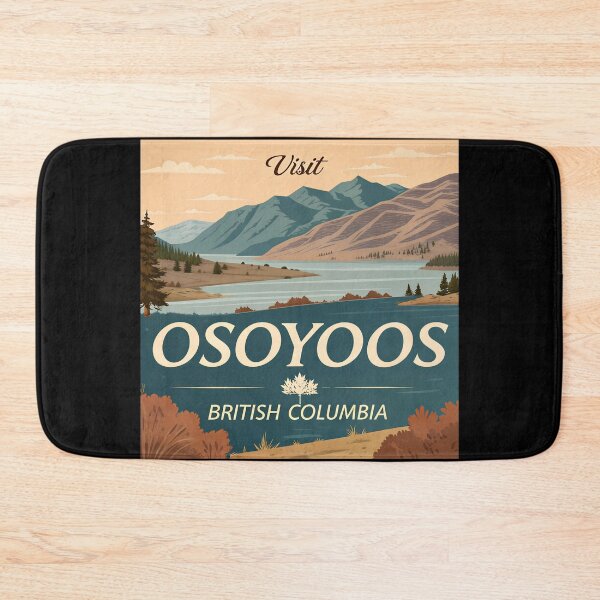 Item preview, Retro Osoyoos Travel Poster – Vintage Desert and Lake Landscape of British Columbia designed and sold by VividOrganica.