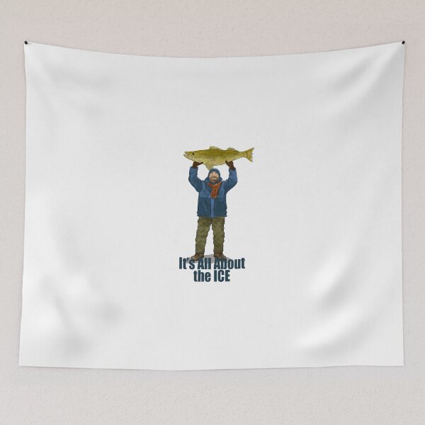 Item preview, Ice Fishing, It's All About The Ice, Man Holding Fish Over His Head designed and sold by MMc Buck.