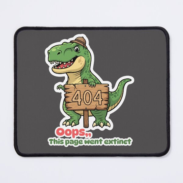 Item preview, 404 Error Page - Cartoon Dinosaur with Wooden Sign Illustration designed and sold by pictranoosa.