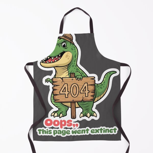 Item preview, 404 Error Page - Cartoon Dinosaur with Wooden Sign Illustration designed and sold by pictranoosa.