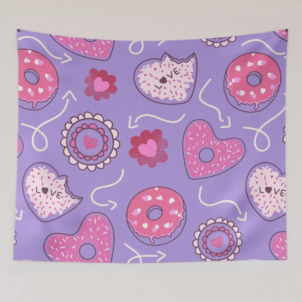 Item preview, Purple Hearts Doughnuts Valentines Pattern designed and sold by Farissa Designs.