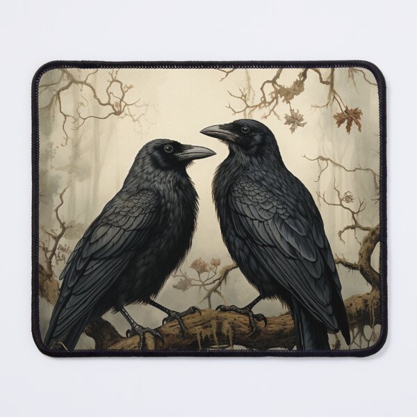 Item preview, Crows on a Branch in a Foggy Forest designed and sold by Hartbecke.
