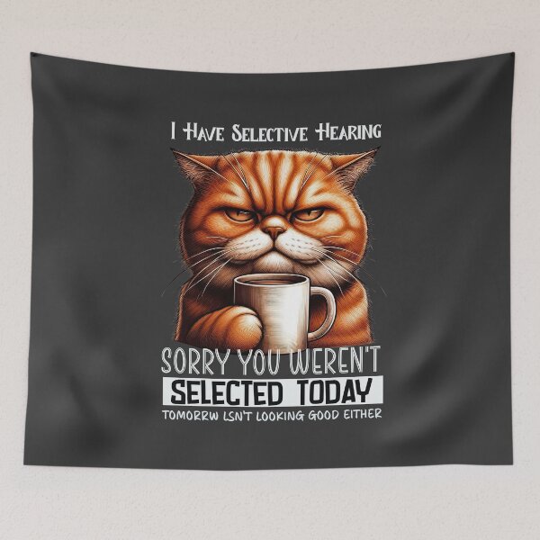 Item preview, Grumpy Coffee Cat – Selective Hearing Funny Quote Design designed and sold by Aredbox.