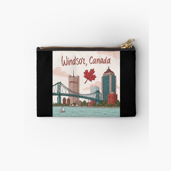 Item preview, Cute Windsor Ontario Skyline – Retro Handwritten Canada Design with Bridge and Maple Leaf designed and sold by VividOrganica.