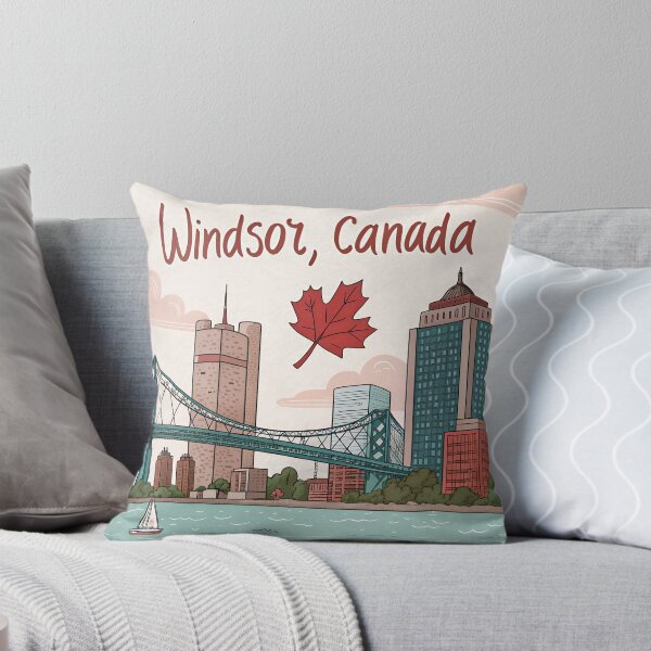 Item preview, Cute Windsor Ontario Skyline – Retro Handwritten Canada Design with Bridge and Maple Leaf designed and sold by VividOrganica.