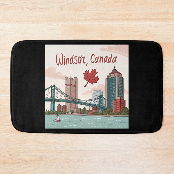 Item preview, Cute Windsor Ontario Skyline – Retro Handwritten Canada Design with Bridge and Maple Leaf designed and sold by VividOrganica.