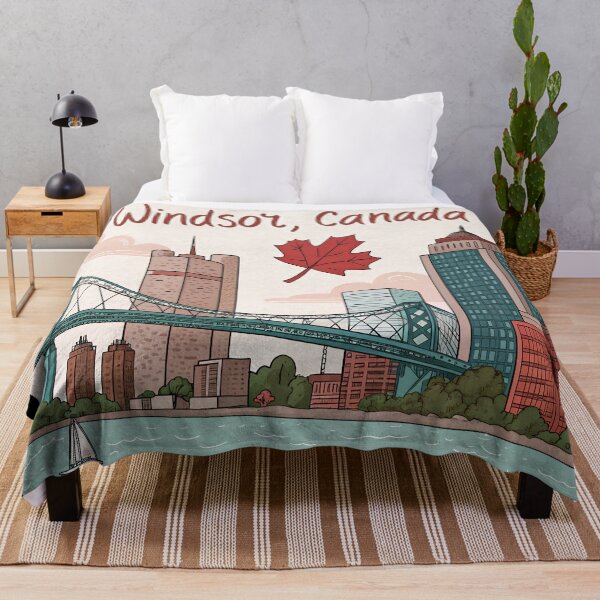 Item preview, Cute Windsor Ontario Skyline – Retro Handwritten Canada Design with Bridge and Maple Leaf designed and sold by VividOrganica.