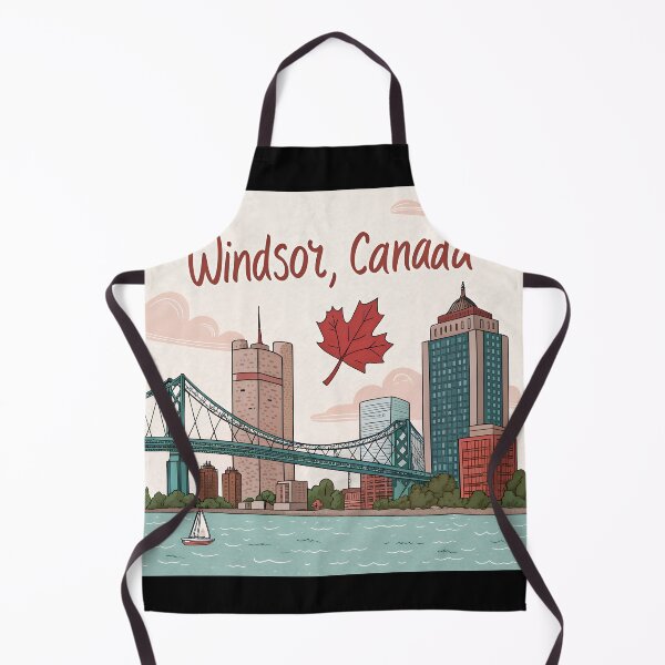 Item preview, Cute Windsor Ontario Skyline – Retro Handwritten Canada Design with Bridge and Maple Leaf designed and sold by VividOrganica.