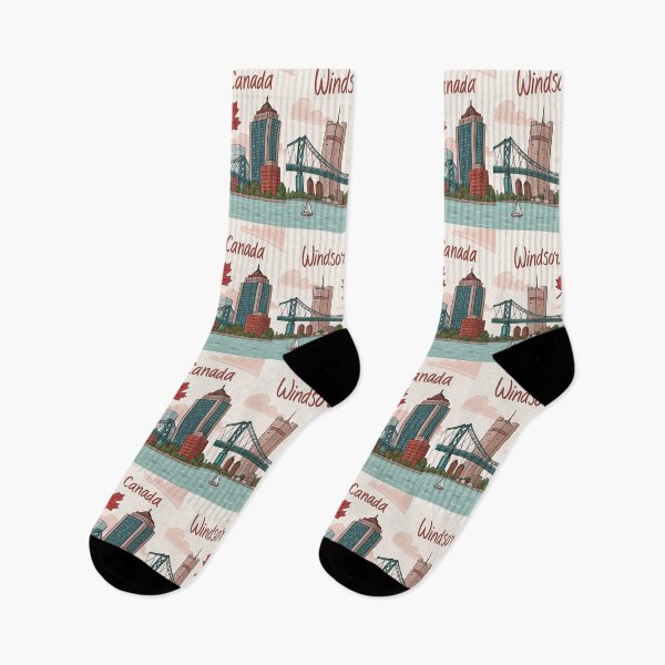 Item preview, Cute Windsor Ontario Skyline – Retro Handwritten Canada Design with Bridge and Maple Leaf designed and sold by VividOrganica.