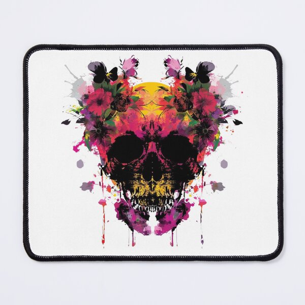 Item preview, Dark Aesthetic Floral Skull – Botanical Skull designed and sold by RockFireMerch.