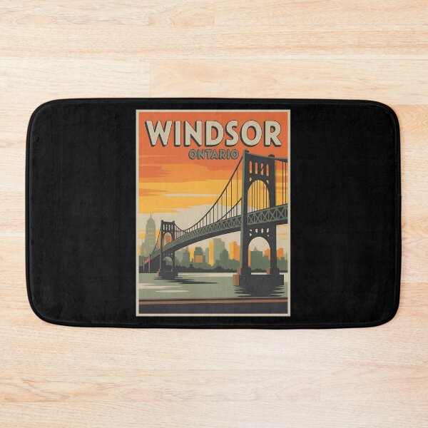 Item preview, Vintage Windsor Ontario Travel Poster – Sunset Bridge and City Skyline Illustration designed and sold by VividOrganica.