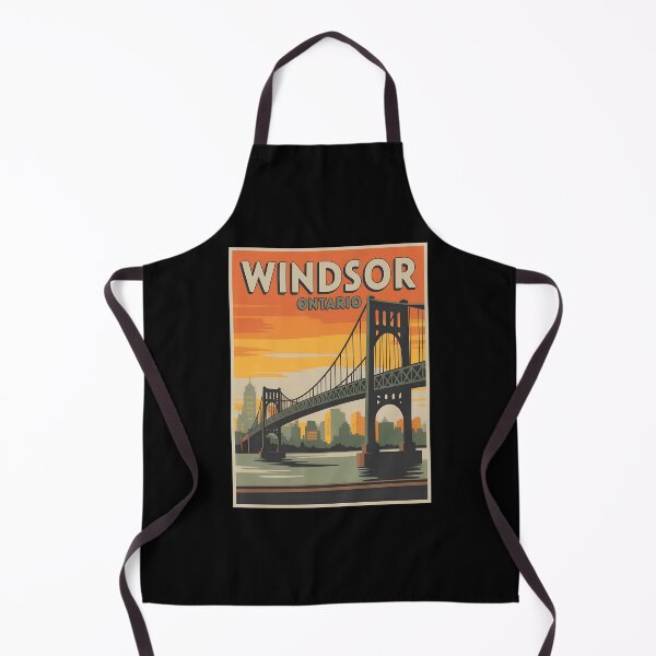 Item preview, Vintage Windsor Ontario Travel Poster – Sunset Bridge and City Skyline Illustration designed and sold by VividOrganica.