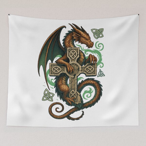 Item preview, Celtic Dragon & Ancient Cross – Epic Fantasy Art designed and sold by CelticSoulShop.