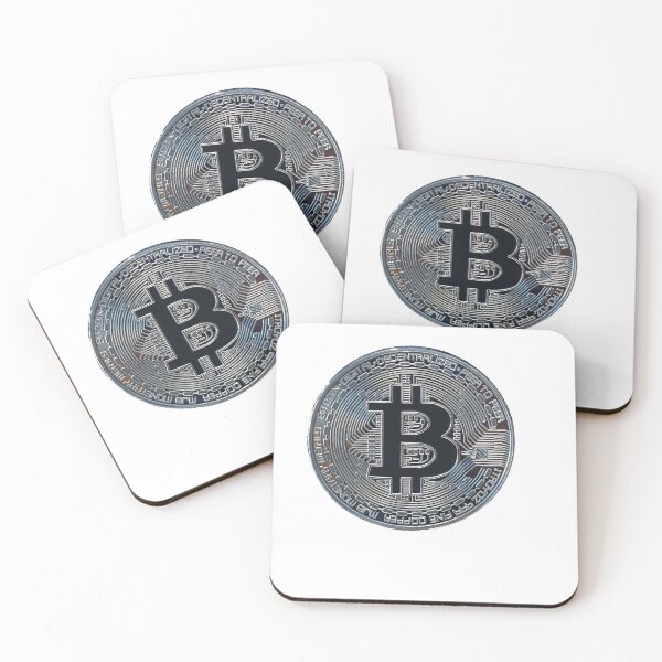 Item preview, Close up of shiny silver bitcoin coin with digital blockchain design isolated on black background representing cryptocurrency and financial technology concept designed and sold by KinImageCraft.
