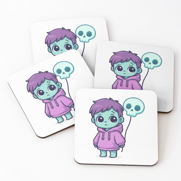 Aperçu de l'œuvre Adorable enfant zombie avec un ballon en forme de tête de mort créée et vendue par Everyday Motif.