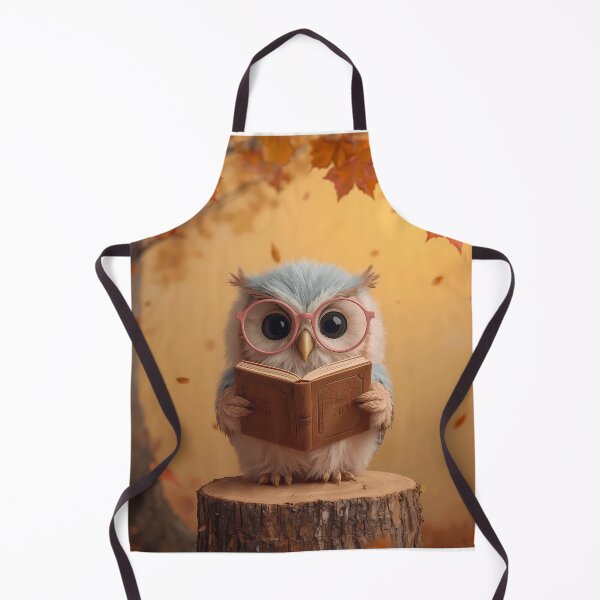 Item preview, Kawaii Owl Reading Under Autumn Leaves | Cozy Pastel Fall Art designed and sold by PawxelArt.