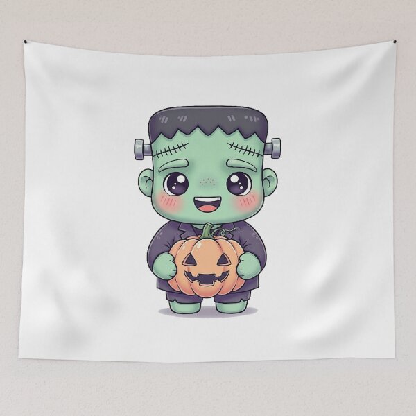 Item preview, Cute Kawaii Frankenstein with Pumpkin designed and sold by istoriadesign.