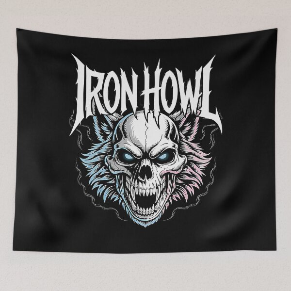 Item preview, Iron Howls  Monochrome Wolf Skull Rock 834 designed and sold by Taylronin.