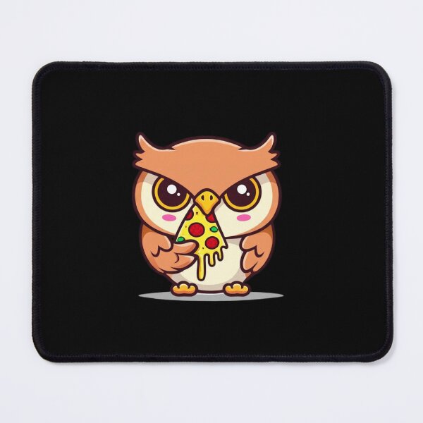 Item preview, Chibi Owl Eating Pizza | Cute Funny Food Lover Owl Illustration designed and sold by ColorSplash123.