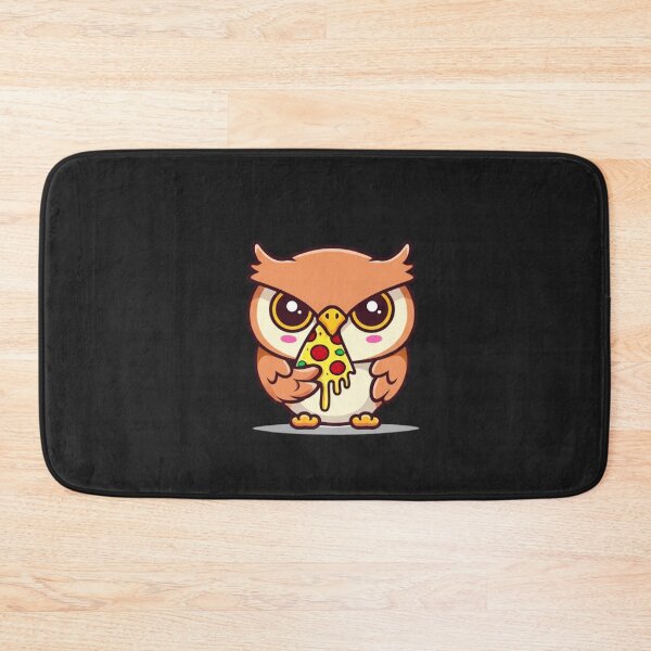 Item preview, Chibi Owl Eating Pizza | Cute Funny Food Lover Owl Illustration designed and sold by ColorSplash123.