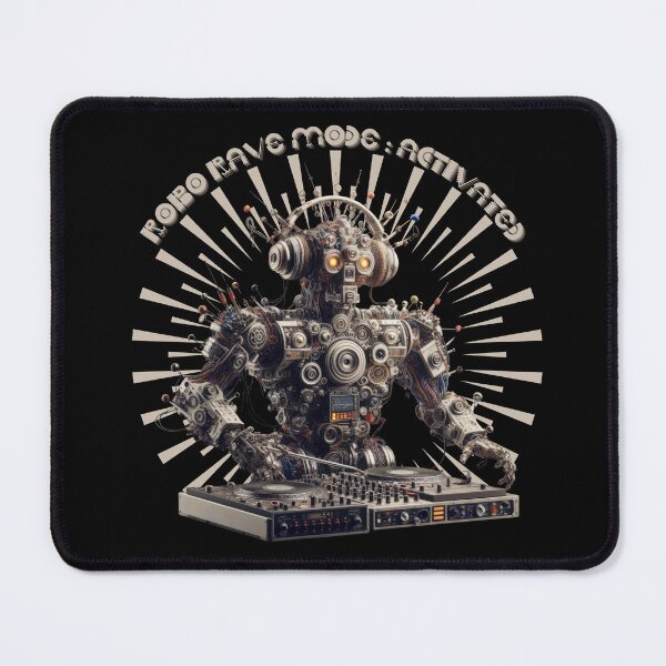 Item preview, Dj robot, robo rave mode: activated, a gift for a techno fan designed and sold by miro-bob-design.