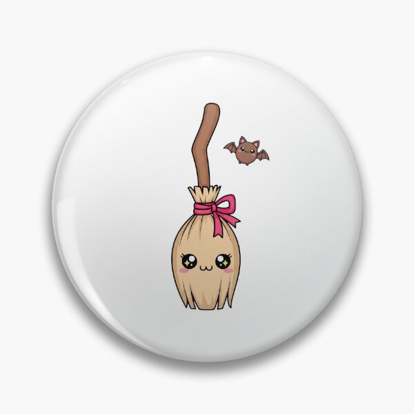 Item preview, Cute Kawaii Witch's Broom and Bat designed and sold by istoriadesign.