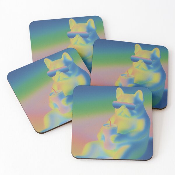 Item preview, Cool French Bulldog Sippin’ in Rainbow Glow designed and sold by Skelter-Skelter.