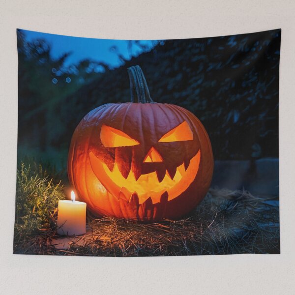 Item preview, Spooky Jack-o’-Lantern with Candle at Dusk designed and sold by Shafiq Khan.