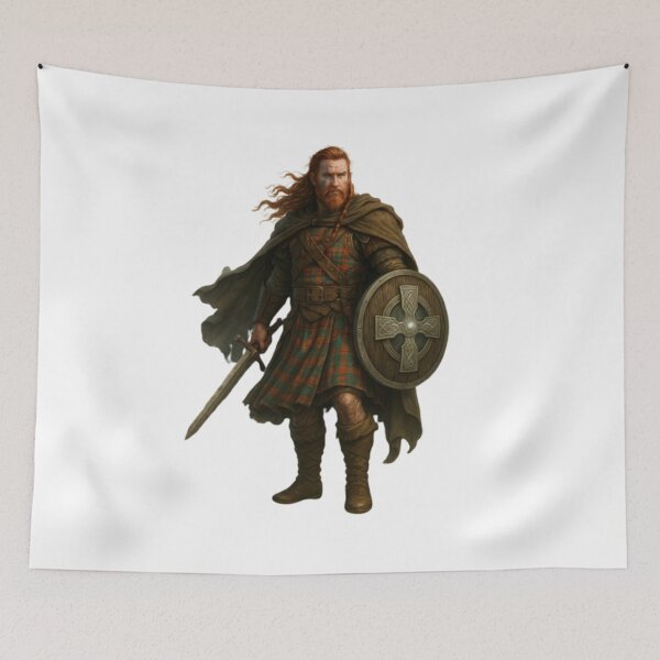 Item preview, Highland Warrior with Celtic Shield – Scottish Fantasy Art designed and sold by CelticSoulShop.