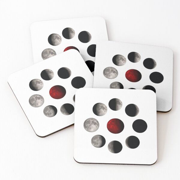 Item preview, Moon phases with red moon, astronomy, space art designed and sold by Ach&Koor.