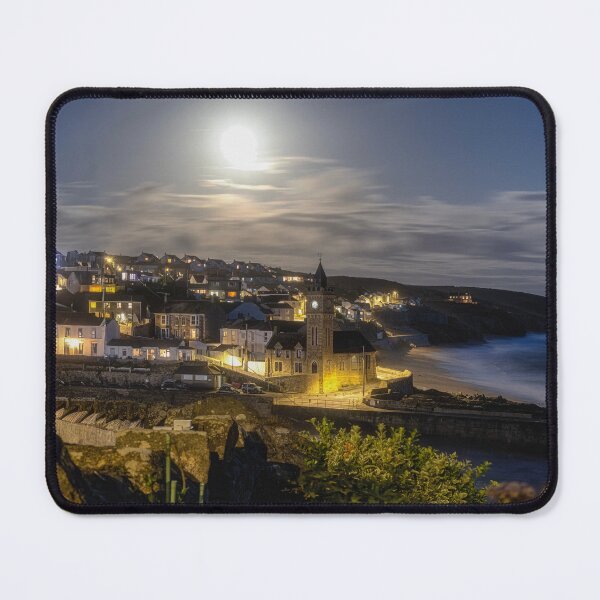 Item preview, Porthleven Harbour under the moonlight designed and sold by kathleenjean.