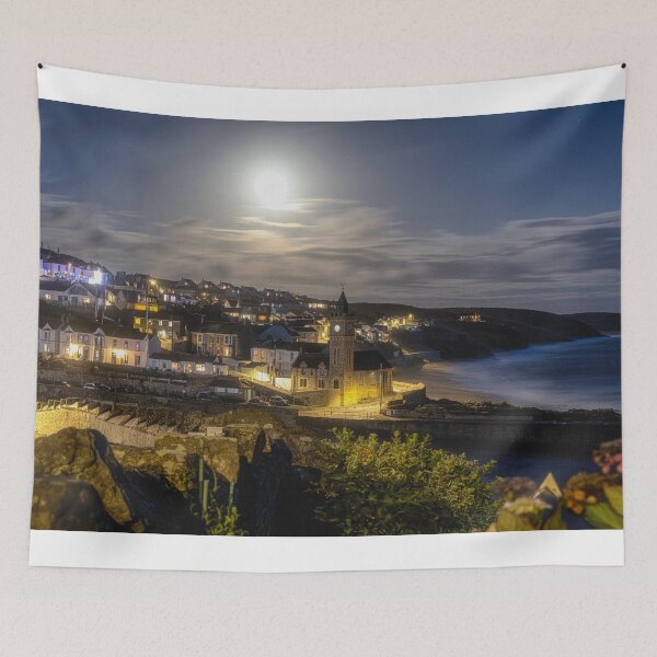 Item preview, Porthleven Harbour  under the moonlight designed and sold by kathleenjean.