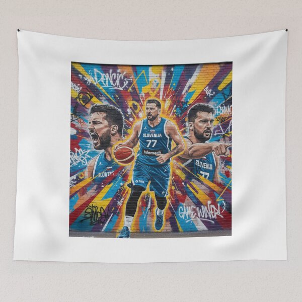 Item preview, Luka Doncic Slovenia Euro Basket Graffiti Wall Art Style designed and sold by ecdato.