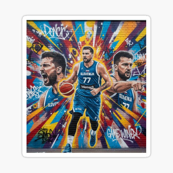 Item preview, Luka Doncic Slovenia Euro Basket Graffiti Wall Art Style designed and sold by ecdato.
