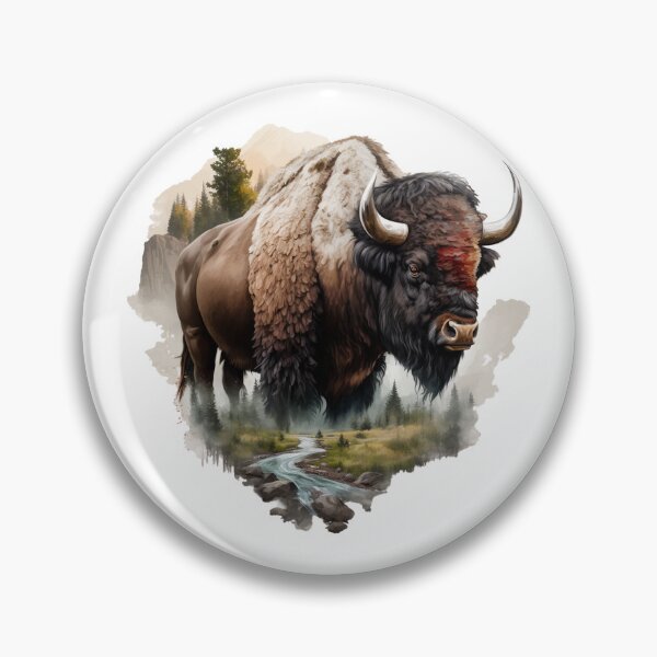 Item preview, Majestic Bison in Wilderness Landscape Art designed and sold by Apex Designs.