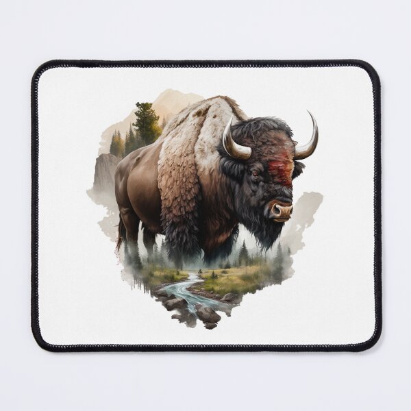 Item preview, Majestic Bison in Wilderness Landscape Art designed and sold by Apex Designs.