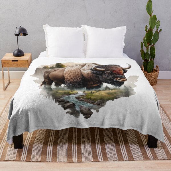 Item preview, Majestic Bison in Wilderness Landscape Art designed and sold by Apex Designs.