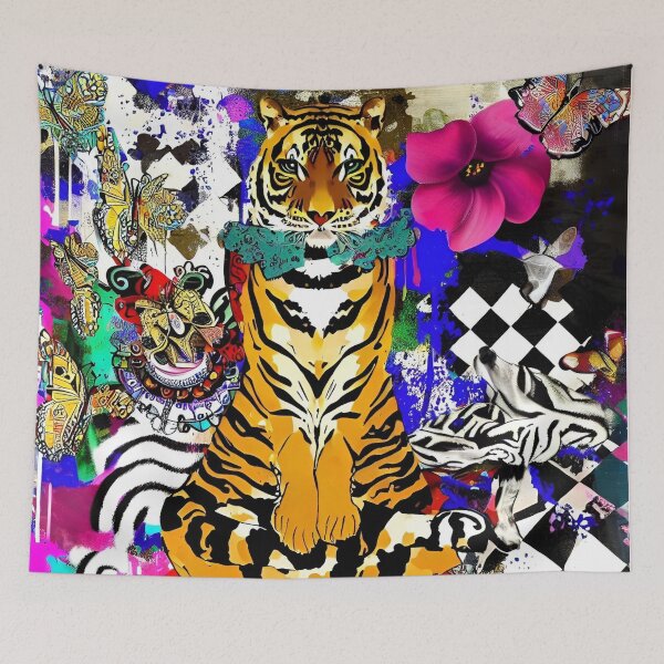 Item preview, Funky Tiger Sitting on Chair with Butterflies designed and sold by jantulov.