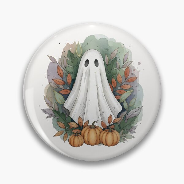 Item preview, Ghost with Pumpkins and Autumn Leaves – Cozy Halloween Illustration designed and sold by Creolly.