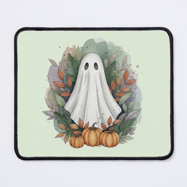 Item preview, Ghost with Pumpkins and Autumn Leaves – Cozy Halloween Illustration designed and sold by Creolly.