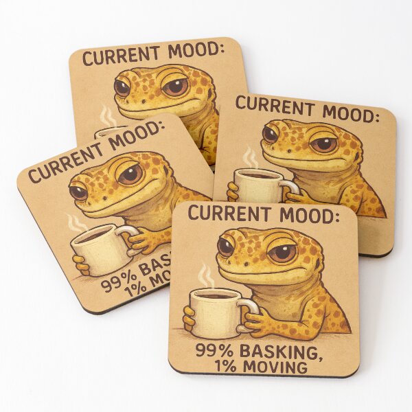 Item preview, Basking Gecko Mood – Coffee Edition designed and sold by ShadowScales Art.