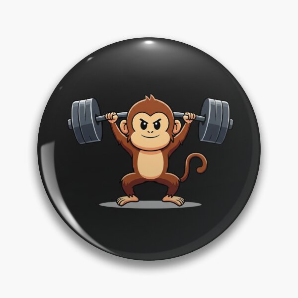 Item preview, Fitness Monkey | Funny Chibi Monkey Lifting Barbell Illustration designed and sold by ColorSplash123.