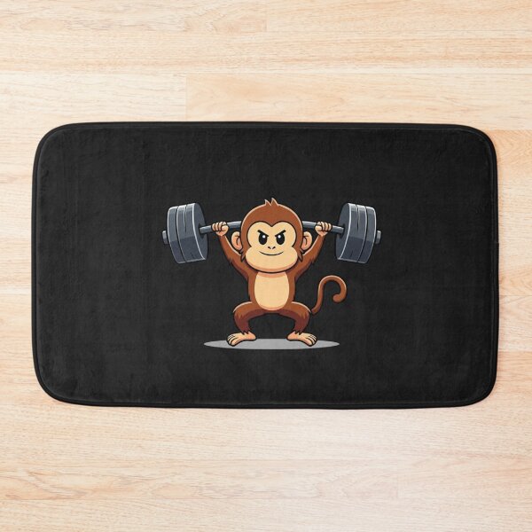 Item preview, Fitness Monkey | Funny Chibi Monkey Lifting Barbell Illustration designed and sold by ColorSplash123.