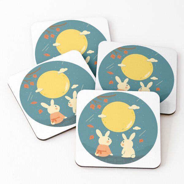 Item preview, Adorable Rabbit Duo Under Full Moon – Mid-Autumn Festival Cartoon designed and sold by AFRUKSOODJAI.