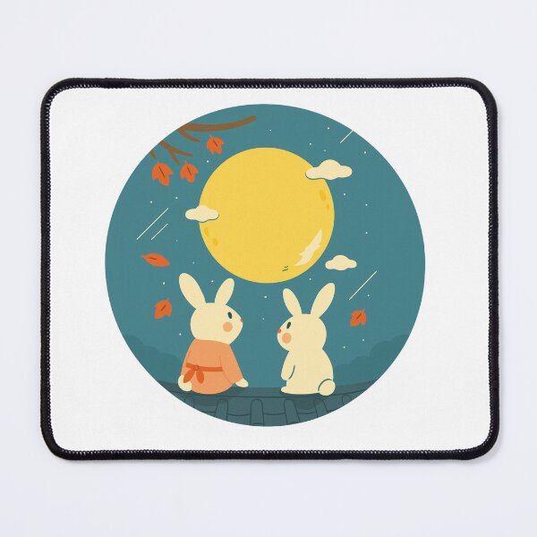 Item preview, Adorable Rabbit Duo Under Full Moon – Mid-Autumn Festival Cartoon designed and sold by AFRUKSOODJAI.