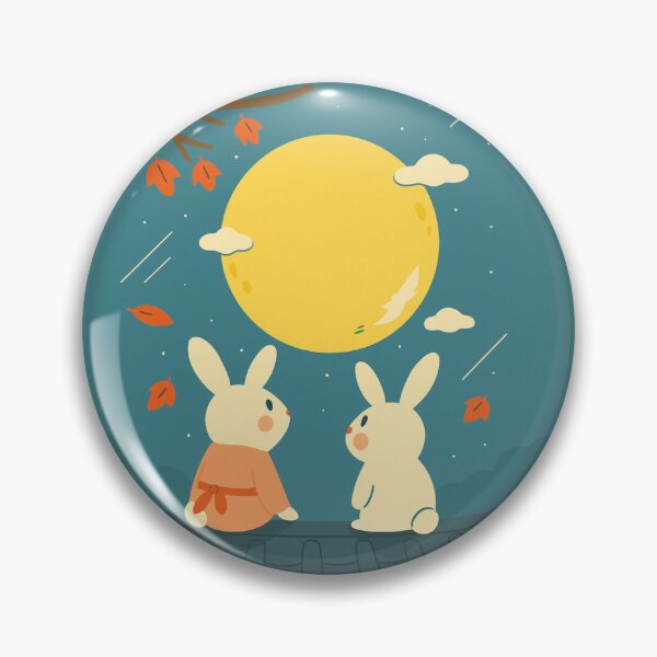 Item preview, Adorable Rabbit Duo Under Full Moon – Mid-Autumn Festival Cartoon designed and sold by AFRUKSOODJAI.
