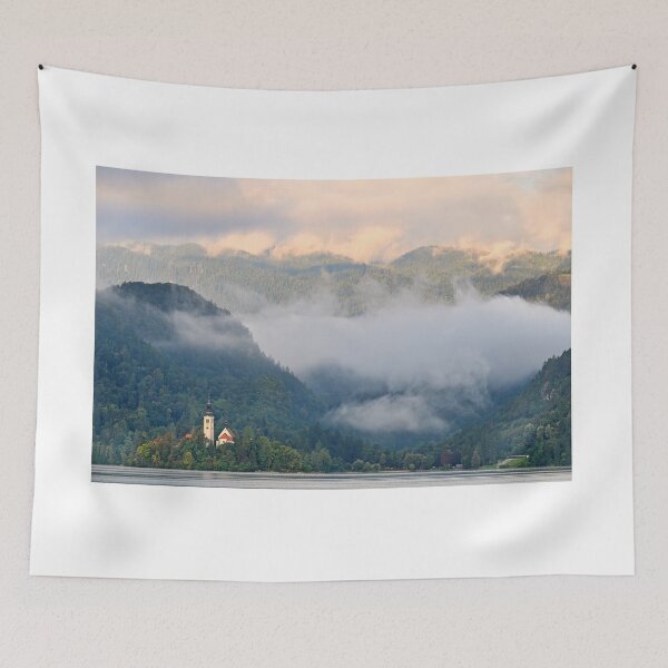 Item preview, Pilgrimage Church of the Assumption of Maria in the morning,Lake Bled, Slovenia designed and sold by goceris.