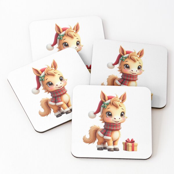 Item preview, Cute cartoon fire horse in Santa's hat designed and sold by SeaSoulArt.